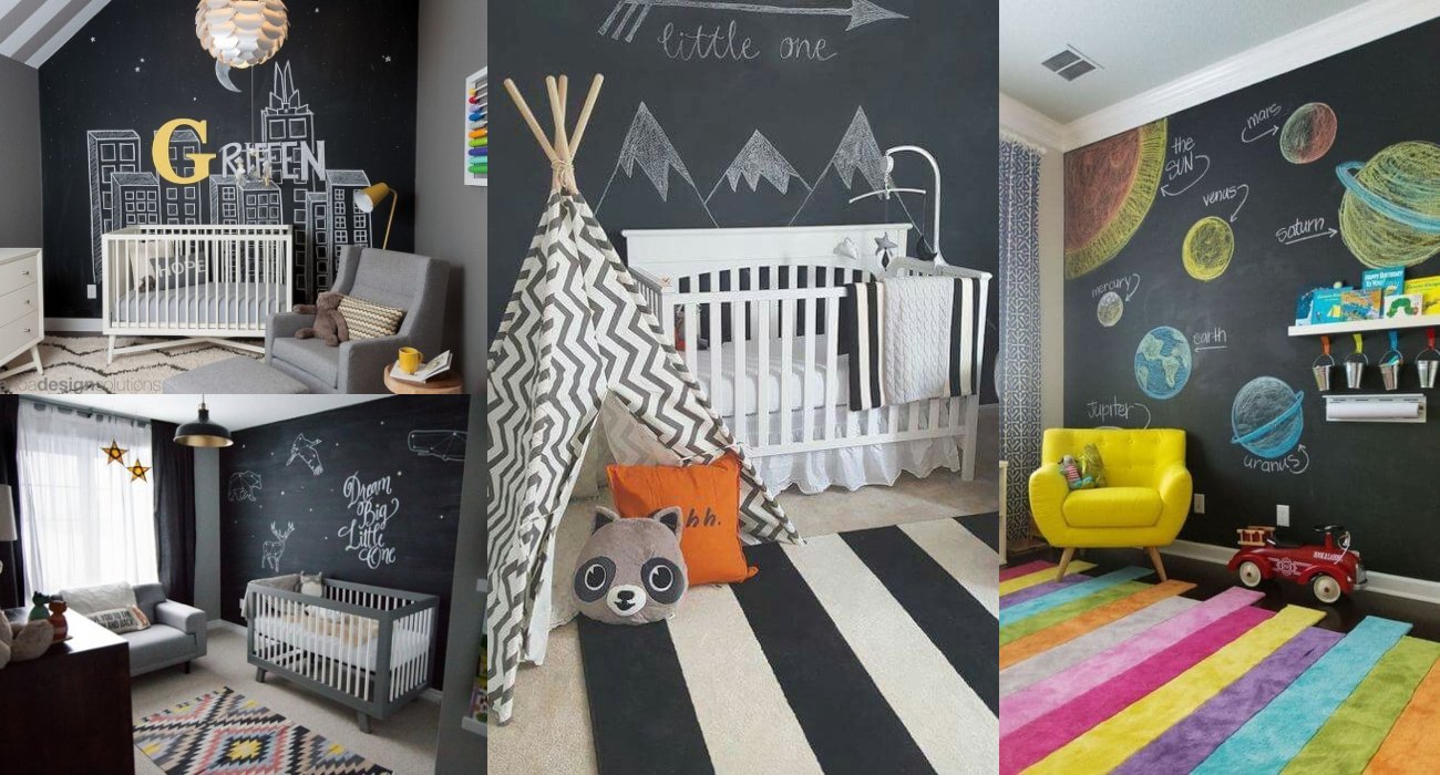 Habitaciones de bebé con pintura pizarra